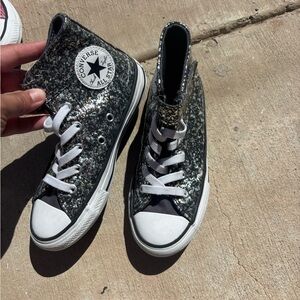 Converse Black and Silver Glitter High-Tops
